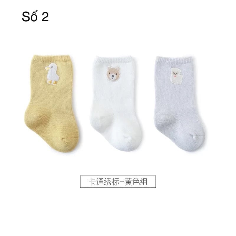 Set 3 tất trơn màu Nemo baby cổ hình thú