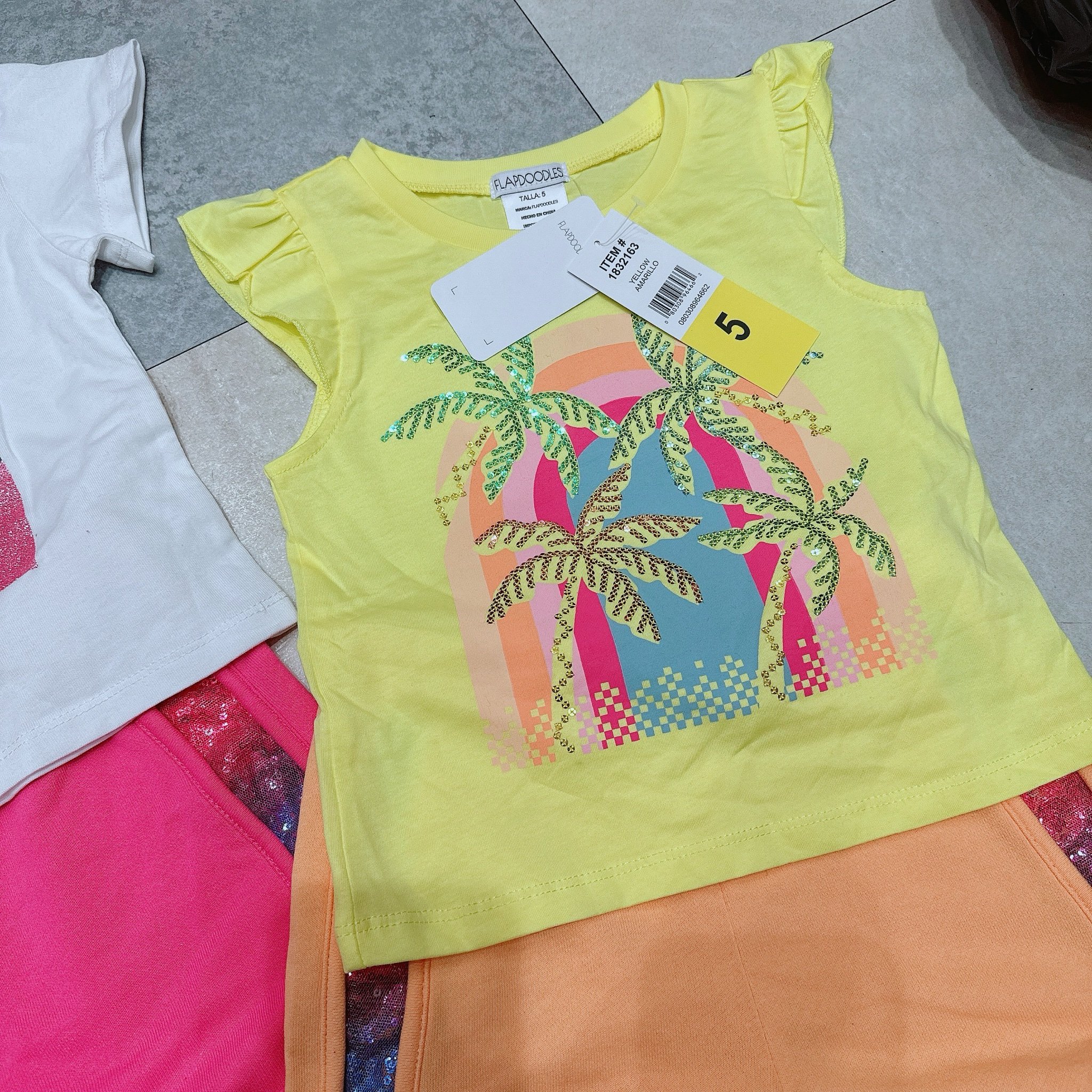 Bộ cotton Flapdoodles dư xịn 2 màu bé gái size 5y/6y/7y