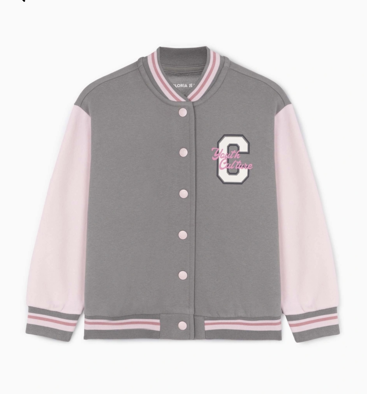 Áo khoác bomber nỉ bông GGJJ dư xịn 2 màu be/ghi bé gái size 2-8y