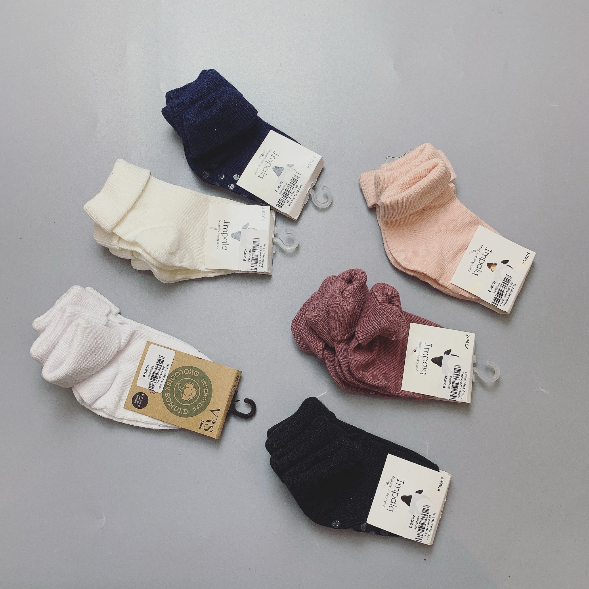 Set 2 tất / Set 3 tất Impala - VRS trơn màu size 3m - 3y