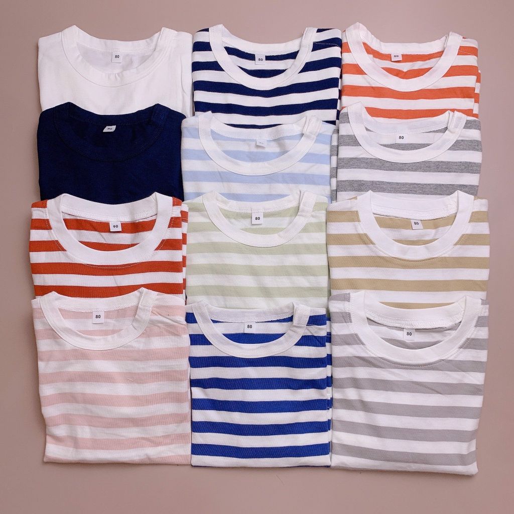 Áo cotton Muji trơn, kẻ nhiều màu BTBG