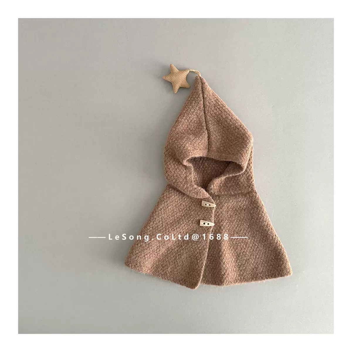 Mũ len chùm liền khăn đính chóp ngôi sao cho bé size 2-5y