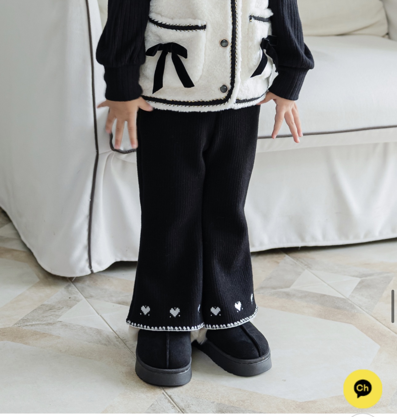 Quần nỉ len bebezoo ống loe thêu trái tim nhiều màu cho bé size 100-160