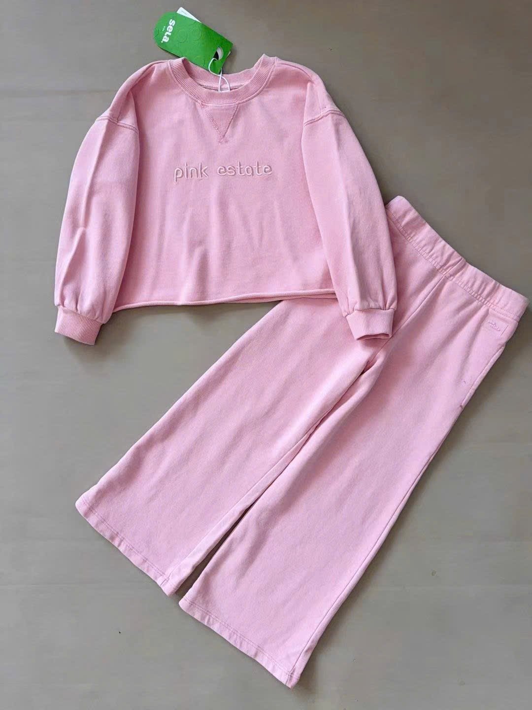 BBG17 - Bộ nỉ Sela 2 màu xanh/hồng bé gái size 92-140