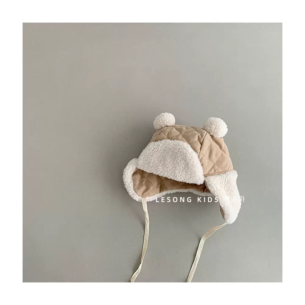 Mũ phi công chần bông tai gấu nhiều màu cho bé size 6m-2y