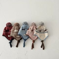 Mũ len chùm tai họa tiết cún nhiều màu cho bé size 1-4y