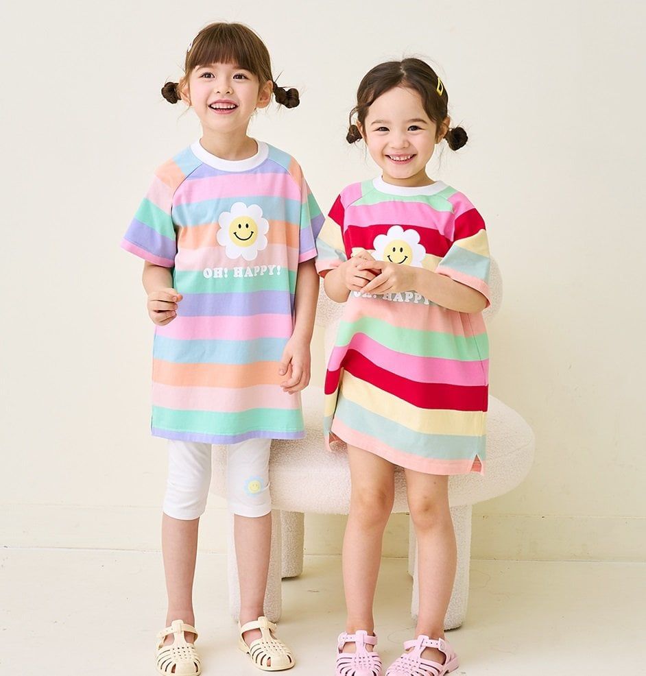 V00069 - Váy cotton kẻ sắc màu happy 2 màu BG size 100-140