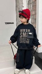 D62511 - Bộ nỉ lót nỉ đại hàn màu đen cho bé size 110-150