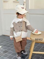 88162 - Set 3ct QC áo cotton+quần kaki+cardigan len bé trai size 90-130