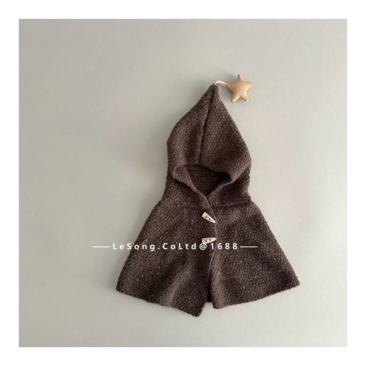 Mũ len chùm liền khăn đính chóp ngôi sao cho bé size 2-5y