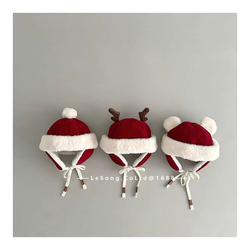 Mũ nhung đỏ noel nhiều mẫu cho bé