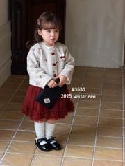 S3530 - Set 2ct QC váy dạ thỏ đỏ bé gái size 90-130