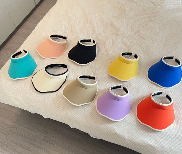 Mũ đi biển trơn màu vành lượn sóng BG