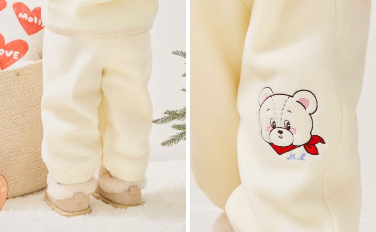 Quần nỉ bệt Molli Melli xuất Hàn màu kem cho bé size 2-10y