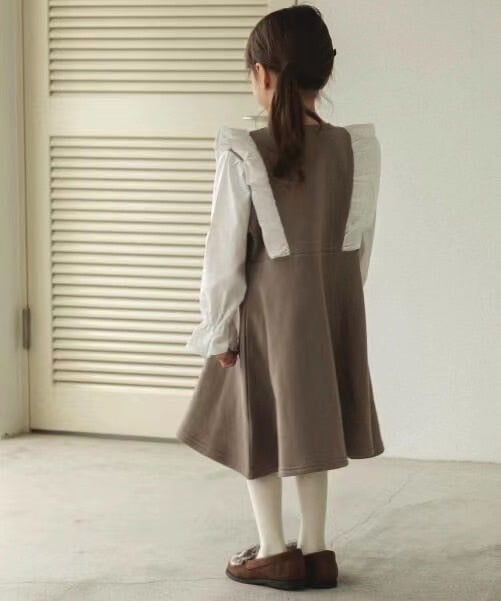 Váy nỉ Pair Manon bèo 2 bên ngực phối tay sơ mi trắng size 90 - 150