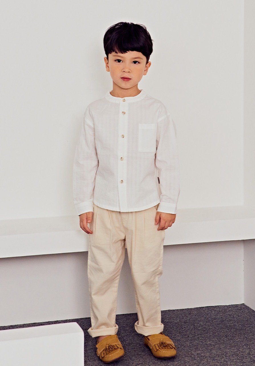 Áo sơ mi Toto Heros màu trắng cổ tàu size 100 - 150