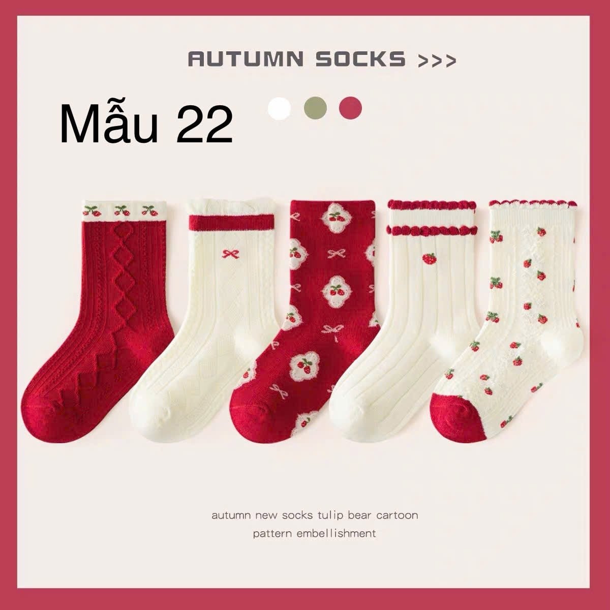 2024 - Set 5 tất Minliu Kids Socks nhiều hình Bé Gái size S - XL ( 2 - 15y )