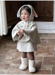 M2544008 - Set 2ct QC váy kèm áo choàng thỏ màu ghi bé gái size 73 - 100