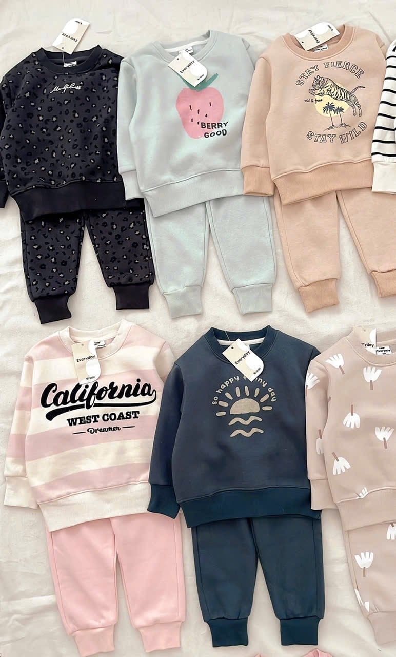 BBG21 - Bộ nỉ bông Minene nhiều màu cho bé size 2-6y