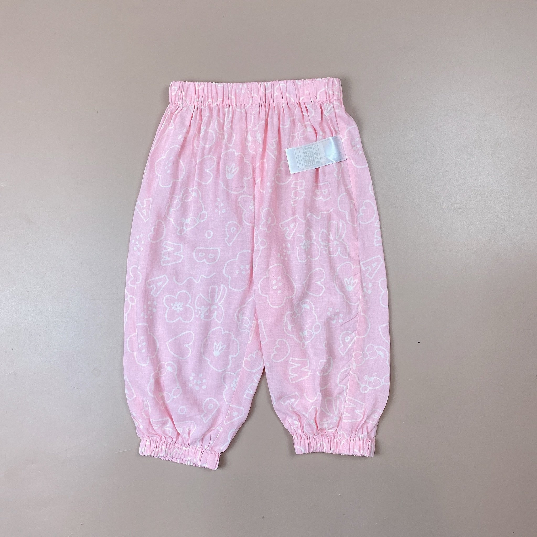 Quần lanh bo gấu xuất Hàn hình gấu chữ in tràn 3 màu size 80 - 160