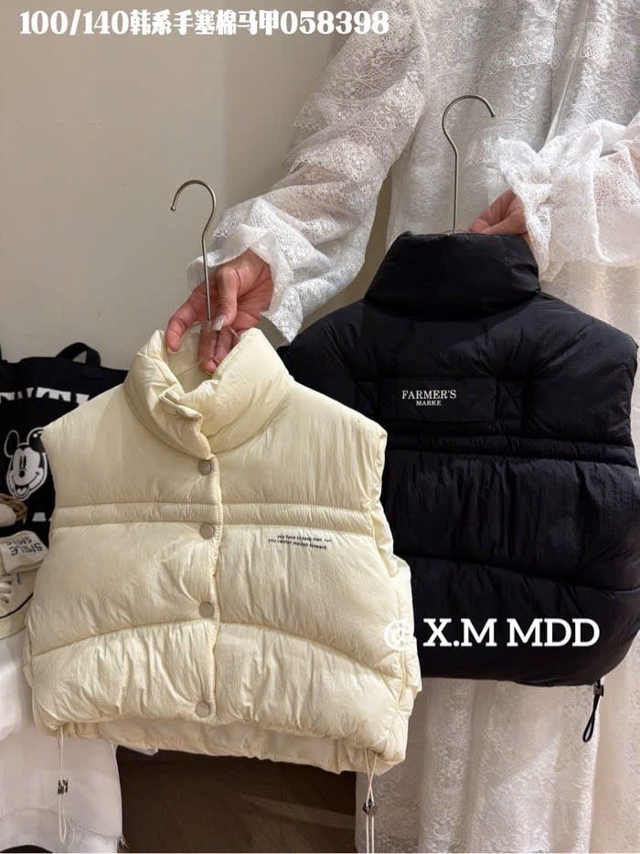 Áo khoác gile phao Duojia QC siêu nhẹ 3 màu nâu/đen/kem cho bé size 100-140