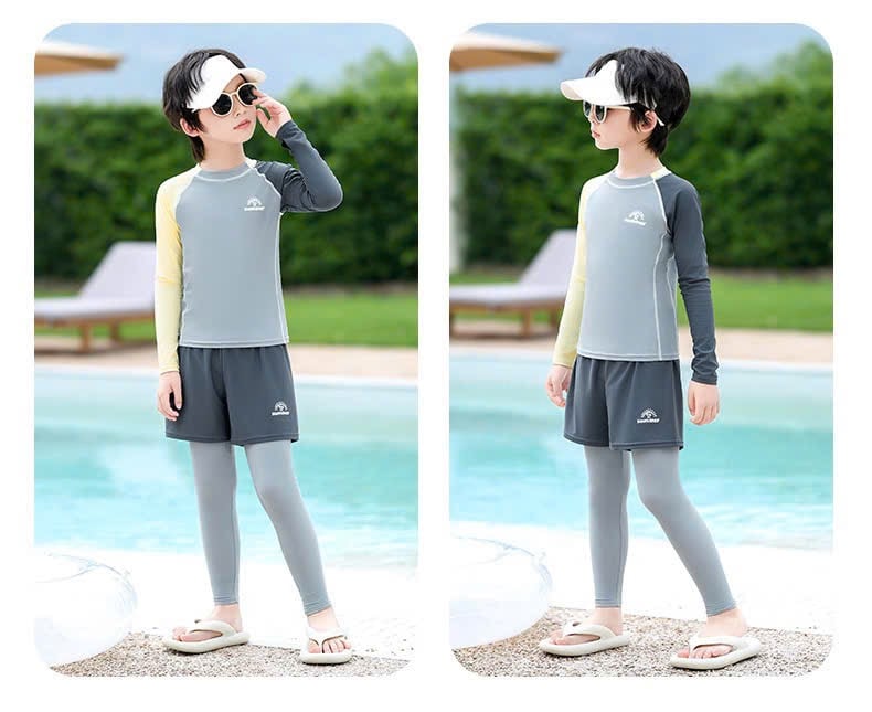 0052 - Bộ bơi YUKE dài tay, quần dài chống nắng bé trai size XL-5XL