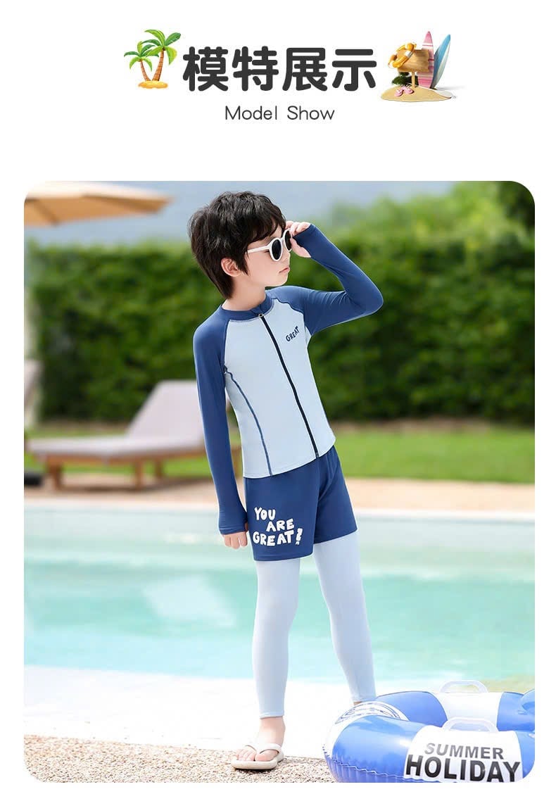 22031 - Bộ bơi YUKE dài tay, quần dài chống nắng cho bé trai size XL-6XL