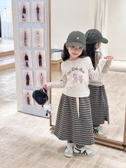 25G052 - Áo thun tăm AMBB họa tiết nhiều màu cho bé gái size 90-170