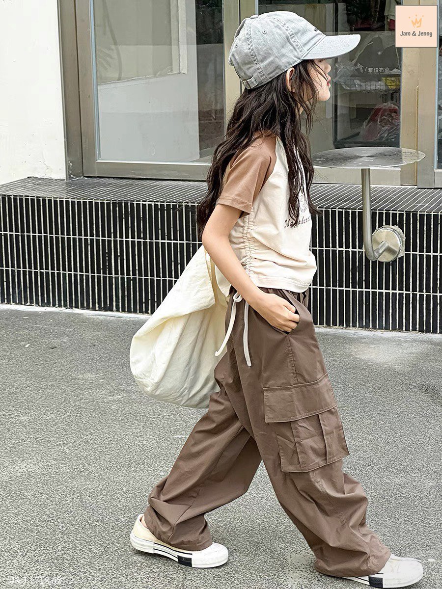 Bộ Jam & Jenny áo tay phối nâu quần nâu size 3-12y