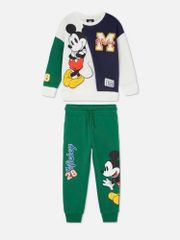 Bộ nỉ bông Pri.mark hoạ tiết mickey dư xịn màu xanh trắng cho bé trai size 2-8y