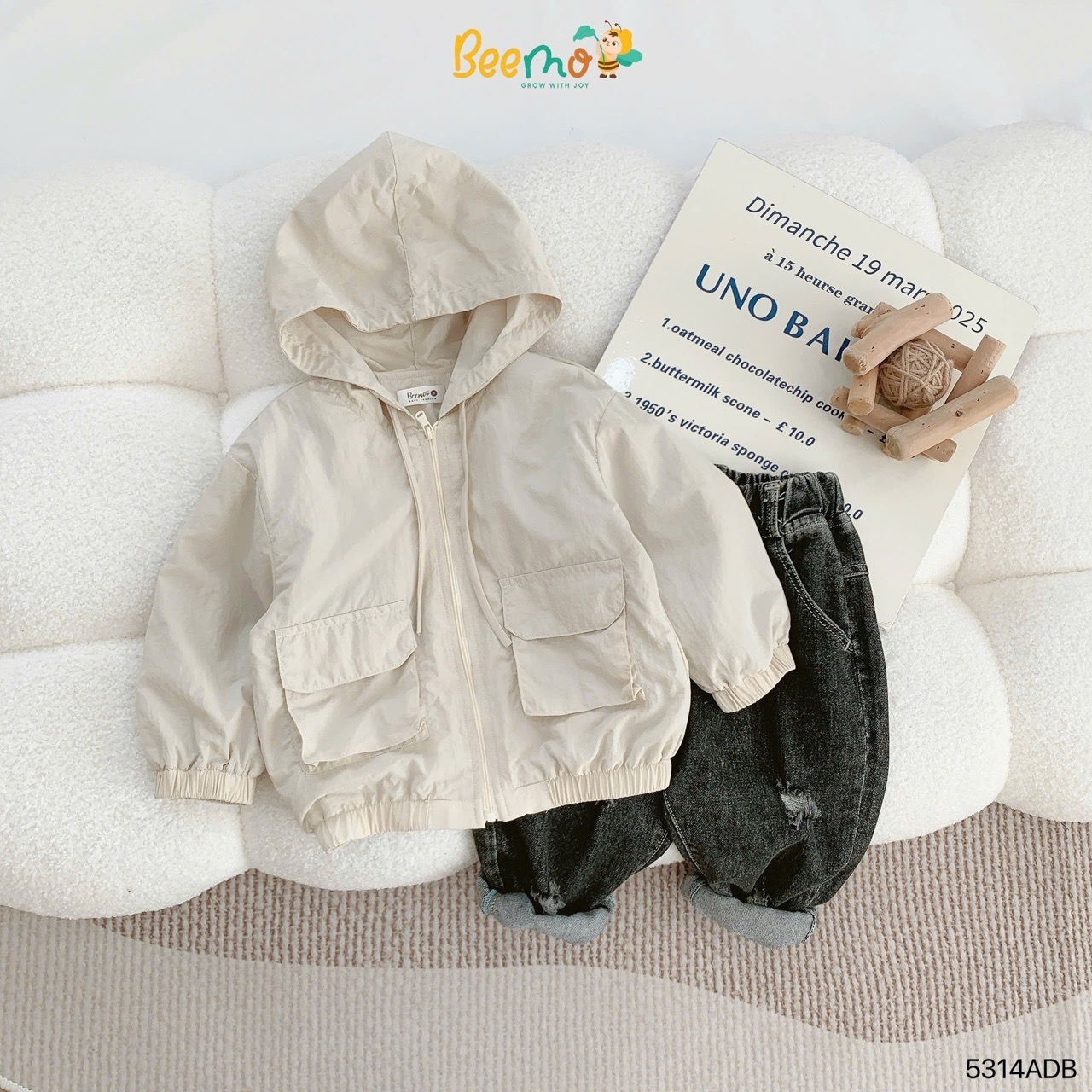 Áo khoác gió Beemo in hình sau lưng cho bé size 1-6y