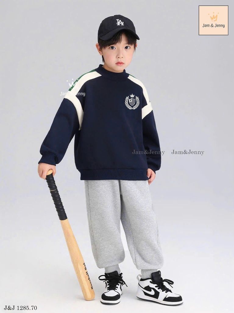 JJ 1285 - Set bộ nỉ Jam & Jenny áo navy New York + quần ghi bé trai size 2-12y