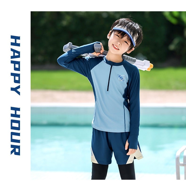 1166 - Bộ bơi YUKE dài tay, quần dài chống nắng bé trai size XL-6XL