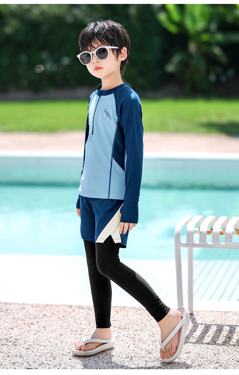 1166 - Bộ bơi YUKE dài tay, quần dài chống nắng bé trai size XL-6XL