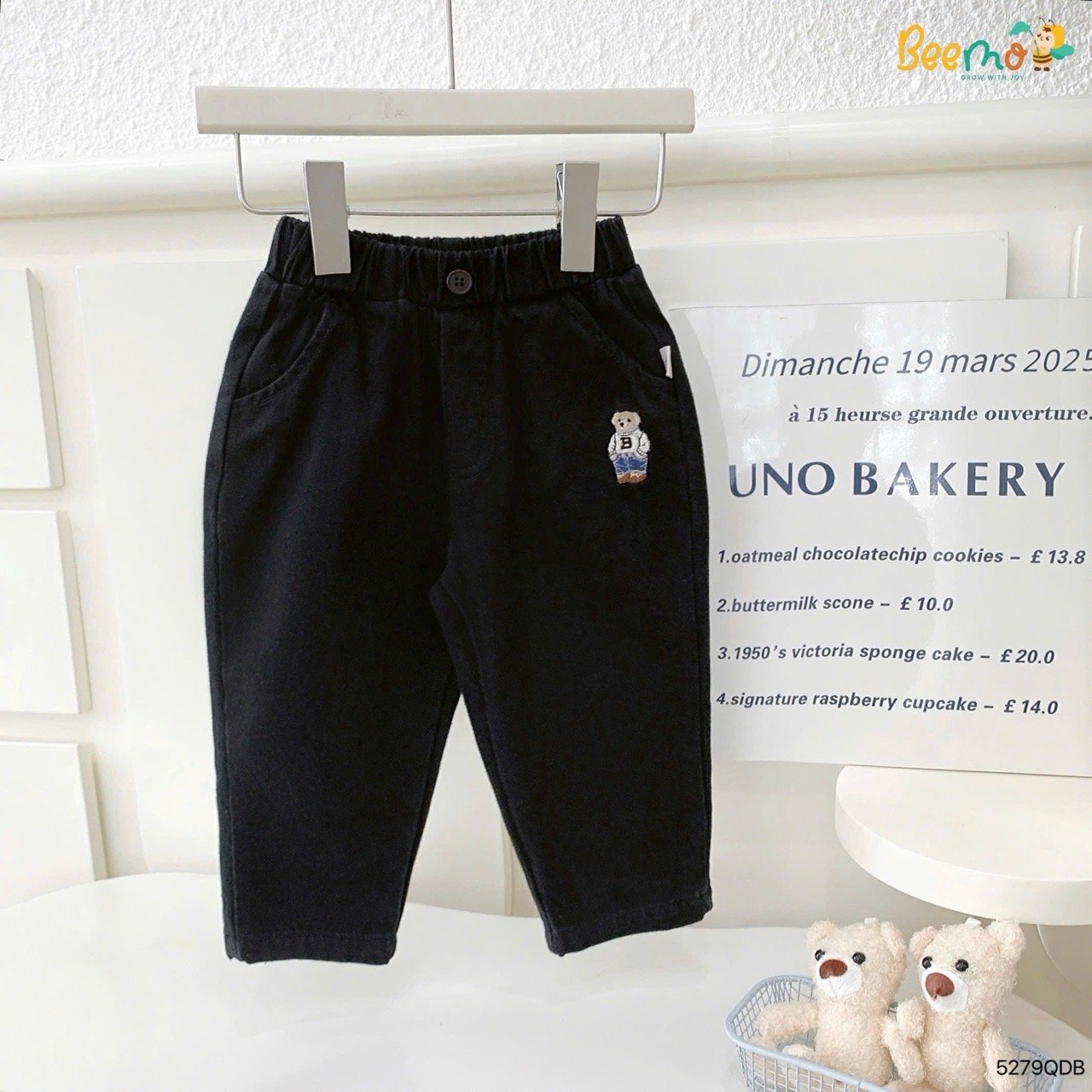 Quần dài kaki in gấu Beemo cho bé size 1-6y