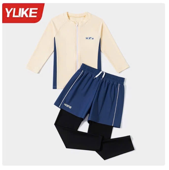 YY2458 - Bộ bơi 2ct YUKE dài tay chống nắng + quần dài HOPE 2 màu cho bé size XL-6XL (120-170)