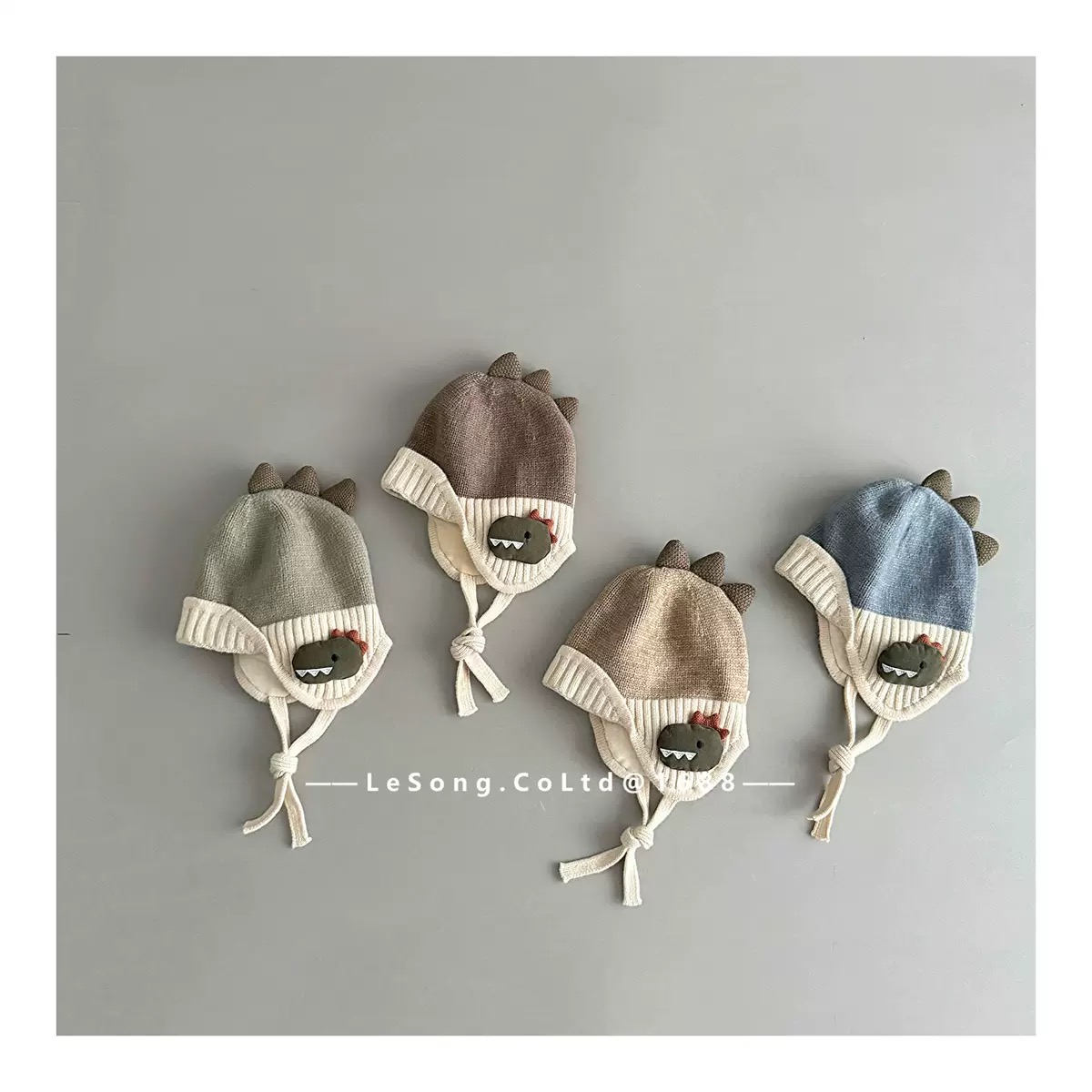 Mũ len khủng long nhiều màu cho bé size 1-5y