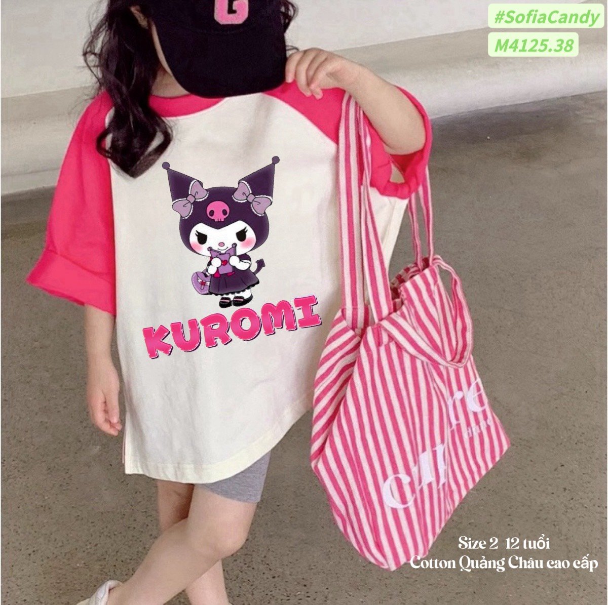 M4125.38 - Set bộ Mia Kids Kuromi áo hồng phối quần legging xám size 2-12y