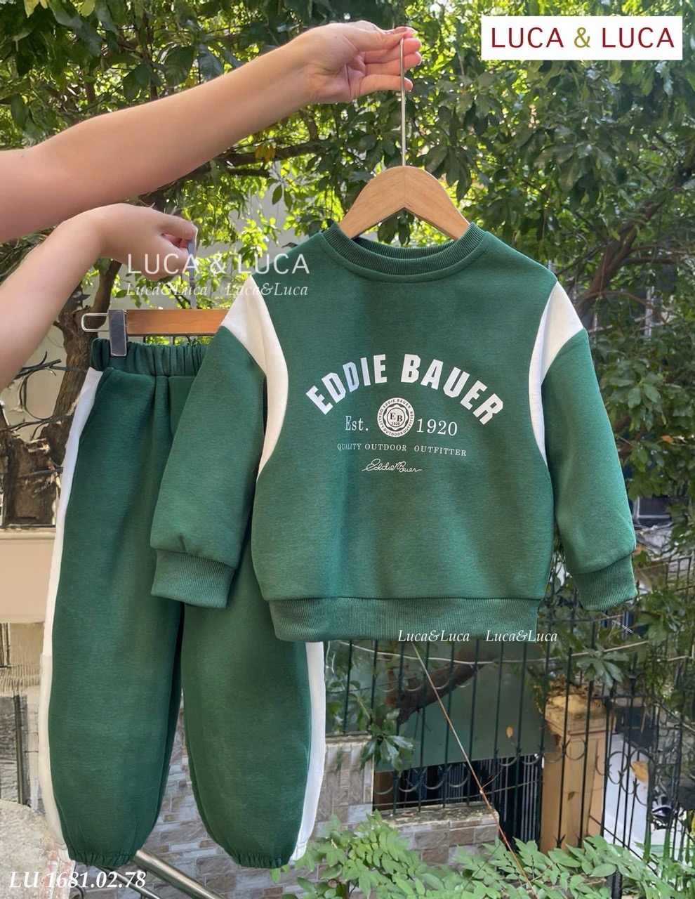 Lu 1681 - Bộ nỉ hai da Luca phối tay Eddie Bauer 2 màu bé trai size 2-12y