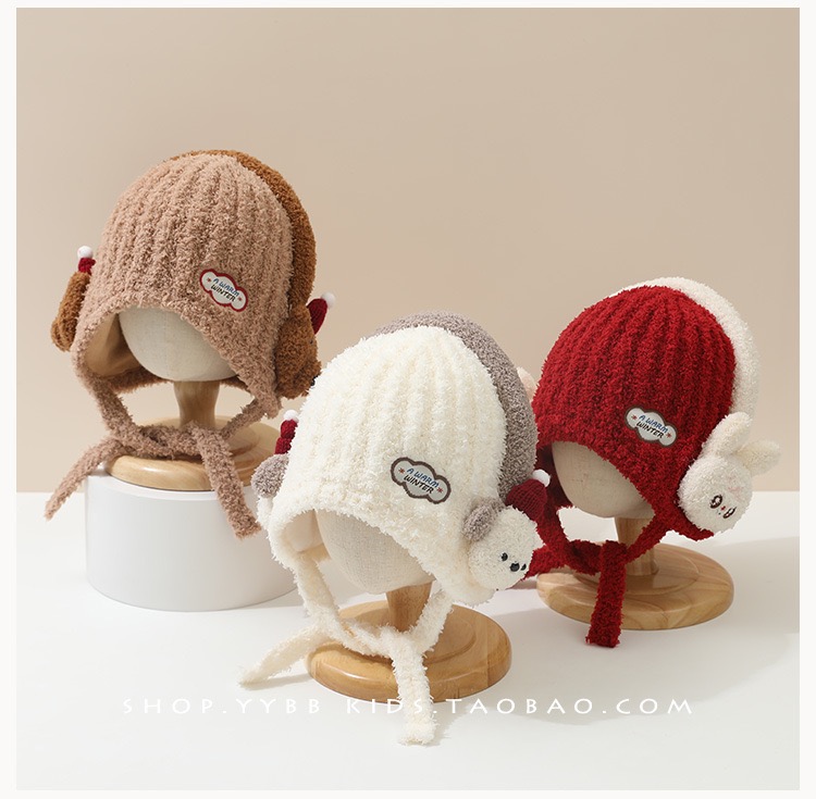 Mũ len giả bịt tai nhiều màu cho bé size 2-8y