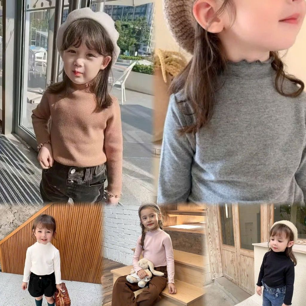 Áo thun giữ nhiệt cổ bèo nhiều màu cho bé size 80-170