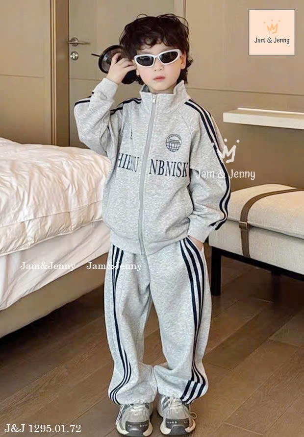 JJ 1295 - Bộ nỉ da cá Jam & Jenny kéo khóa Hiessu 2 màu bé trai size 2-12y