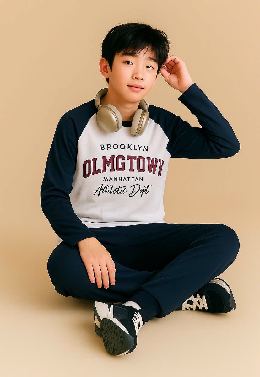 Bộ cotton MBCKids OLMGTOWN tay giác lăng dòng đại nhiều màu cho bé trai size 6-14y