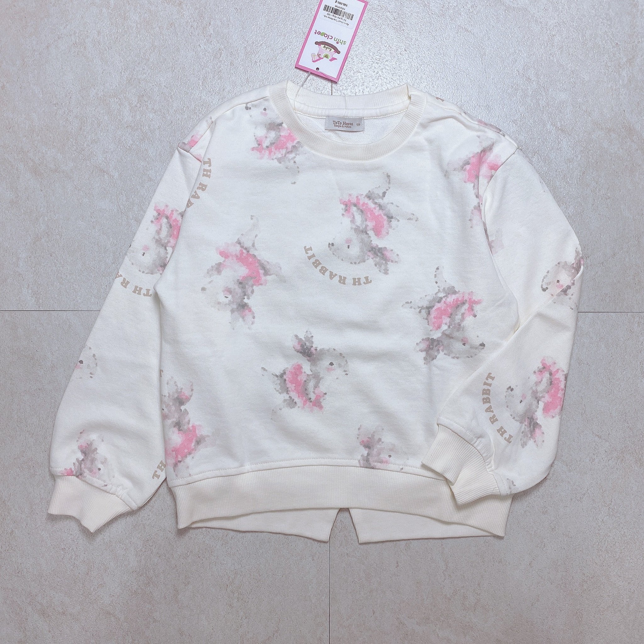 Áo nỉ da cá Toto Heros màu trắng hình thỏ size 120 - 150