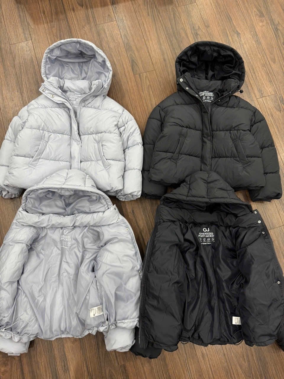 Áo khoác phao GGJJ 2 màu xanh pastel / xanh đen cho bé size 6-14y