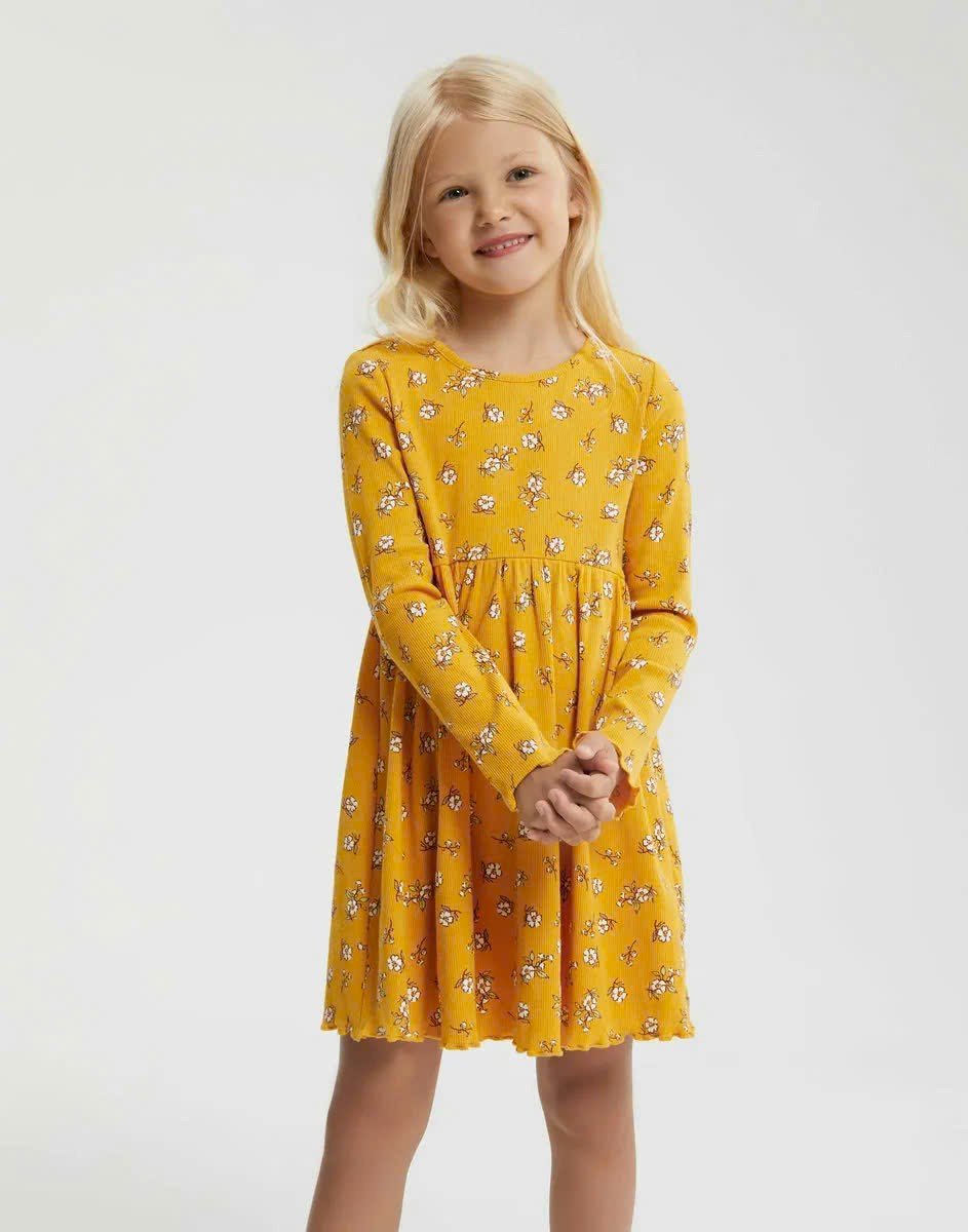 V00014 - Váy thun nhăn / thun tăm hoa nhí 3 màu size 24m - 8y