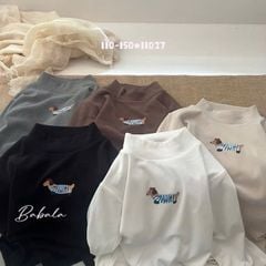11027 - Áo giữ nhiệt cổ 3p in cún lưng dài nhiều màu cho bé size 110-150