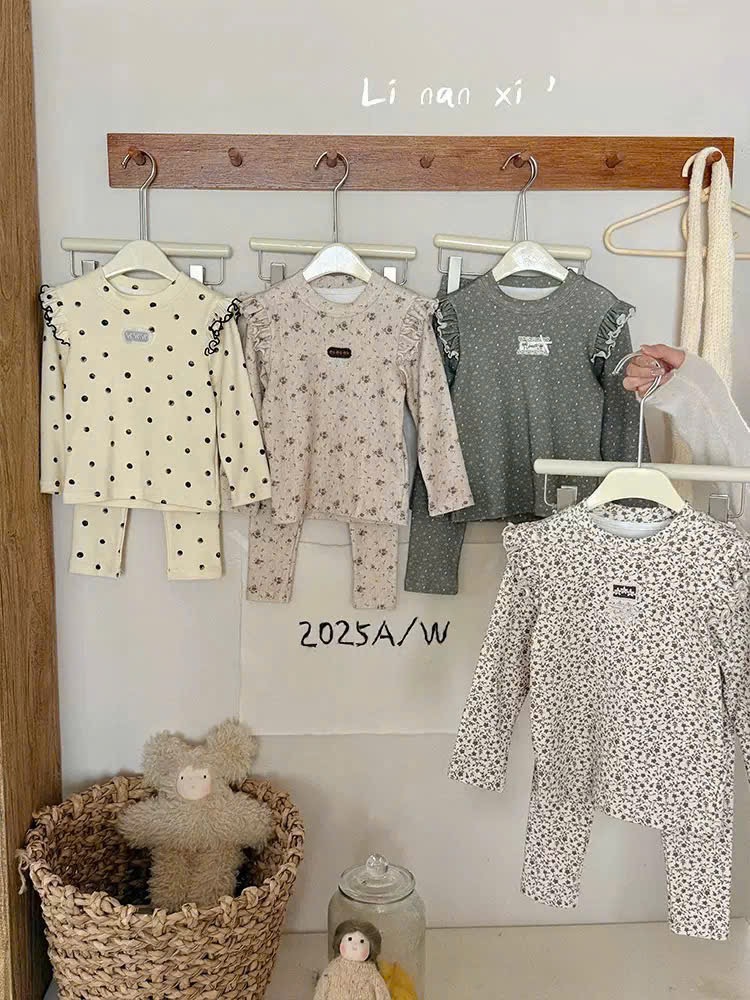 88169 - Bộ thun dày Linanxi bèo vai nhiều màu cho bé size 90-140