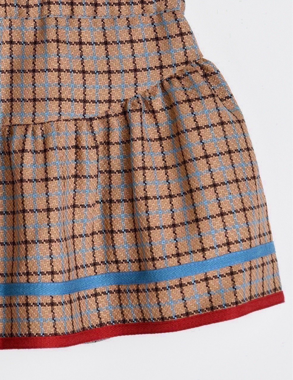 Chân váy MM xuất Hàn kẻ caro nâu bé gái size 90-110