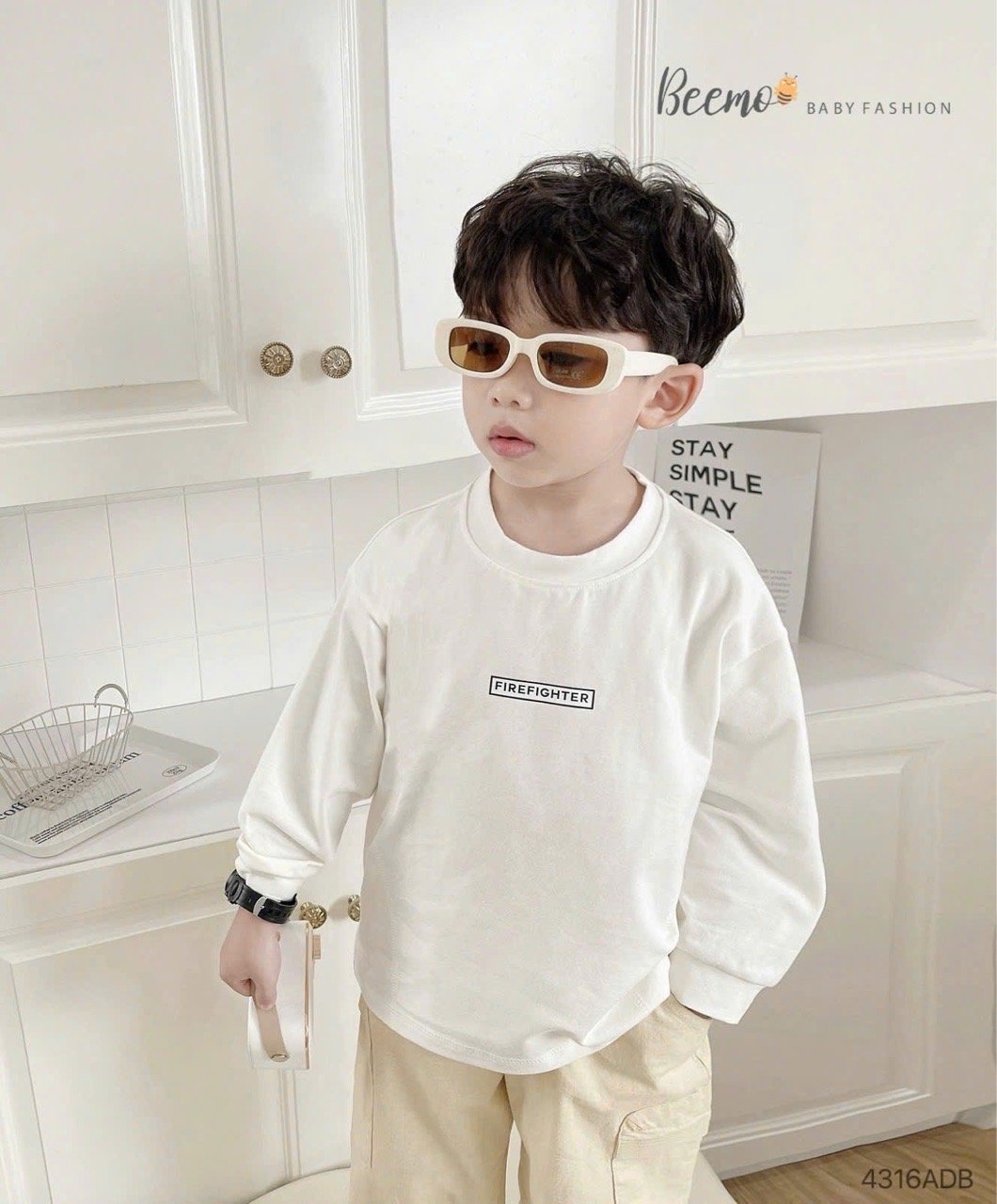 4316ADB - Áo cotton in giữa ngực Beemo